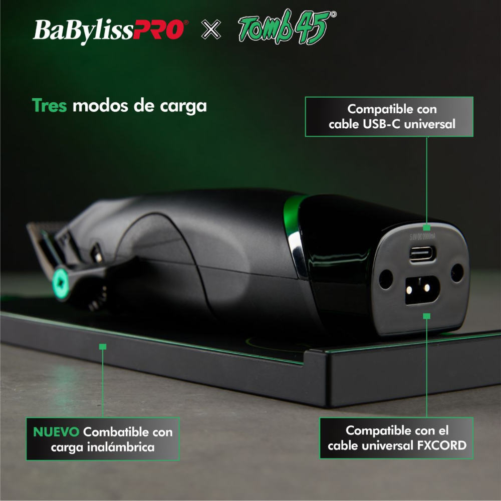 BaBylissPRO Clipper Tomb45 Potencia Personalizada con Pantalla Indicadora de Batería - Color Negro
