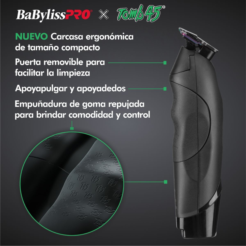 BaBylissPRO Trimmer Tomb45 con Indicador Digital de Carga- Color Negro