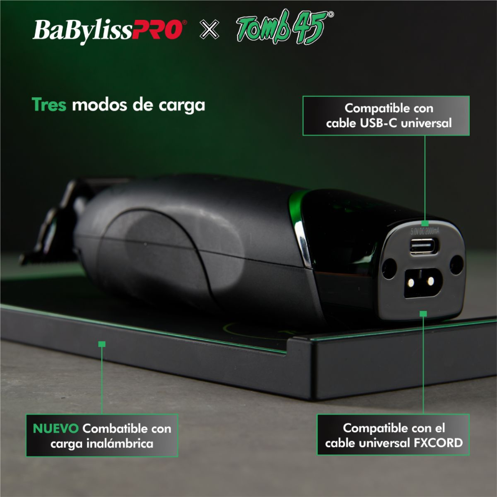 BaBylissPRO Trimmer Tomb45 con Indicador Digital de Carga- Color Negro