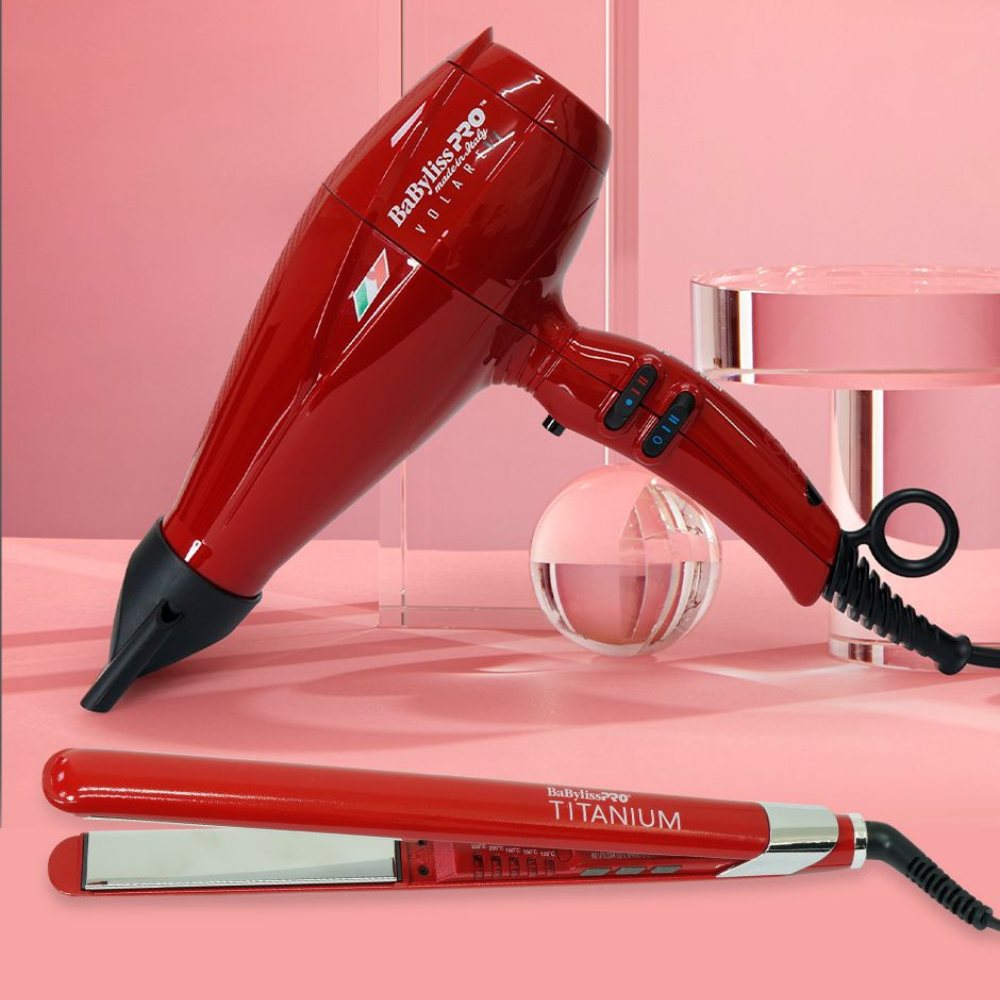 BaBylissPRO Combo Volare: Secadora 2000W+ Alaciadora 1" Nano Titanium Profesional