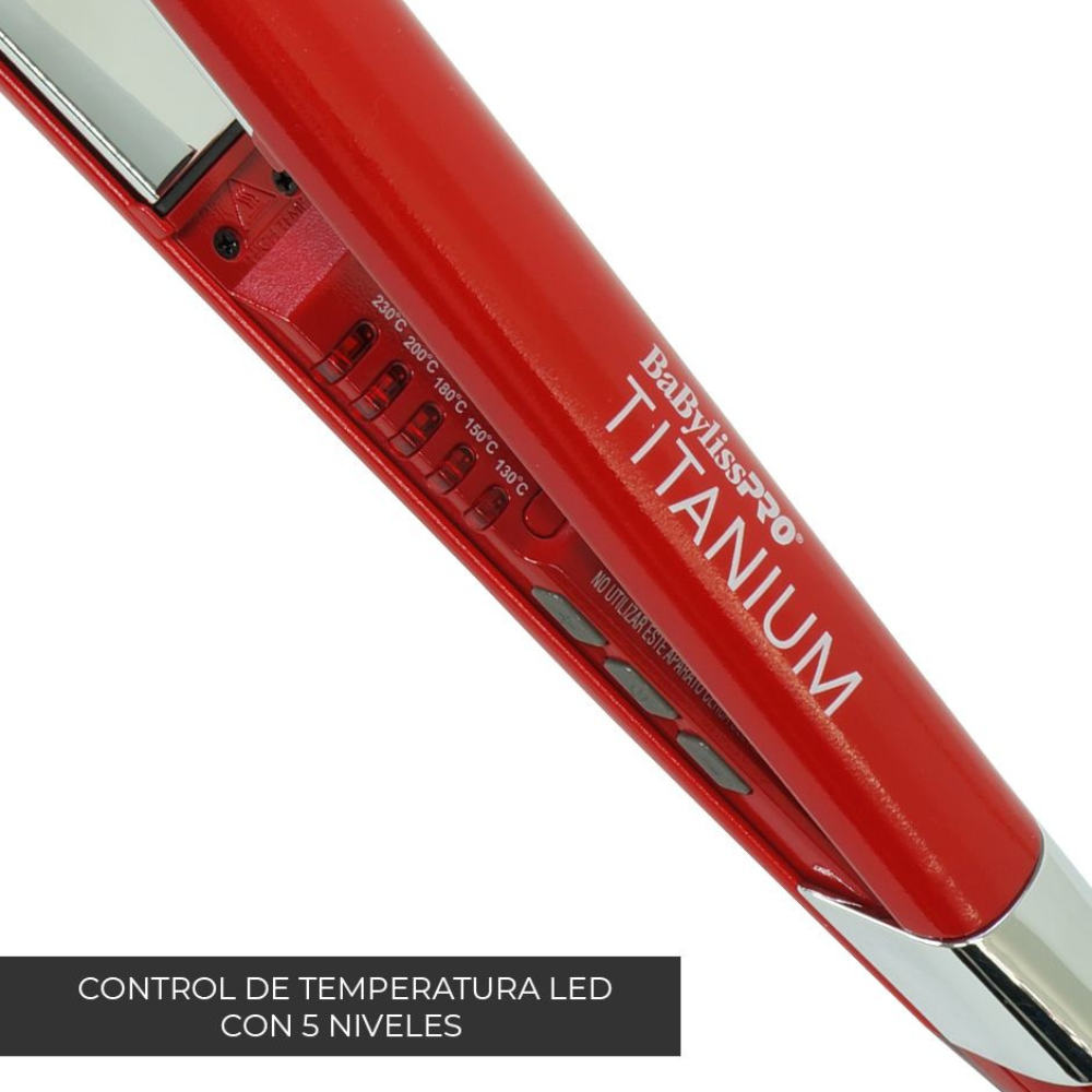 BaBylissPRO Alaciadora Titanium 1" Brillo Espejo y Suavidad Extrema - Color Rojo