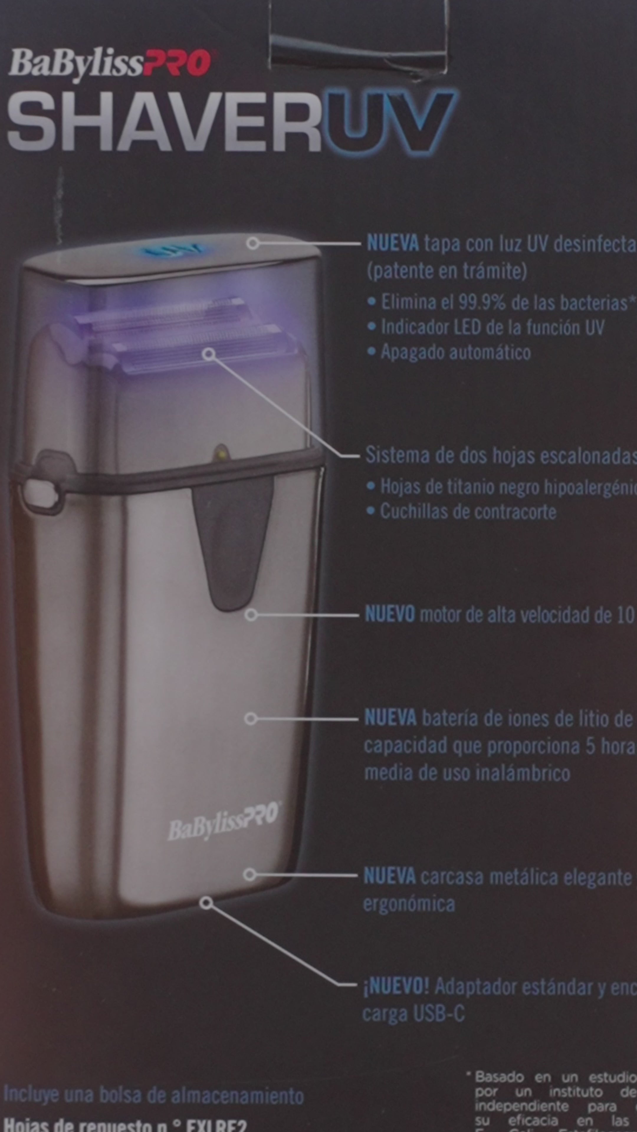 BaBylissPRO Shaver UVFOIL Higiene Extrema y Rasurado Perfecto